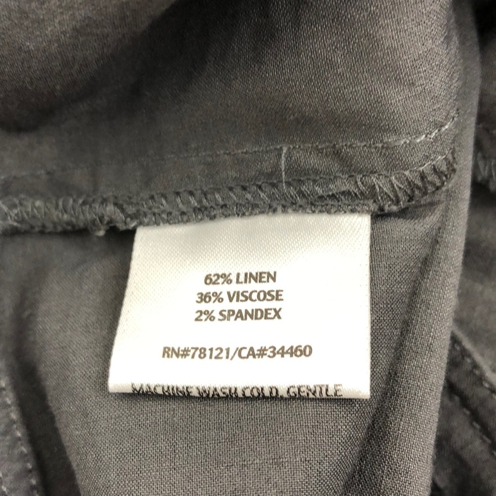 Eileen Fisher Gray Linen Blend Straight Leg Pants - Picture 4 of 6